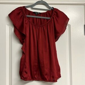 Red silky short sleeve women’s top